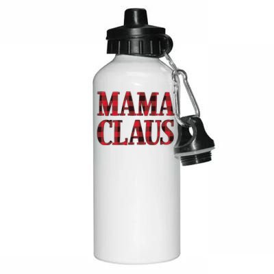 Mama Claus Santa Hat Red Buffalo Plaid Christmas Pajama Cute Gift Aluminum Water Bottle 