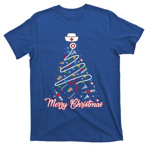 Merry Christmas Stethoscope Nurse Tree Christmas Lights Xmas Gift T-Shirt