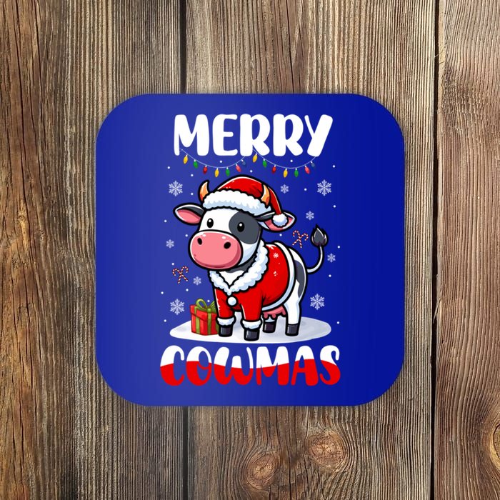 Merry Christmas Santa Cow Farmer Lover Family Colorful Gift Coaster