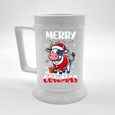 Merry Christmas Santa Cow Farmer Lover Family Colorful Gift Beer Stein