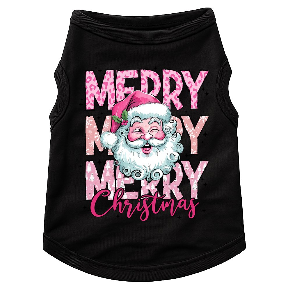 Merry Christmas Santa Claus Rero Pink Doggie Tank