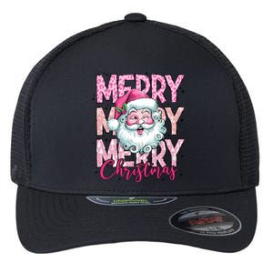 Merry Christmas Santa Claus Rero Pink Flexfit Unipanel Trucker Cap