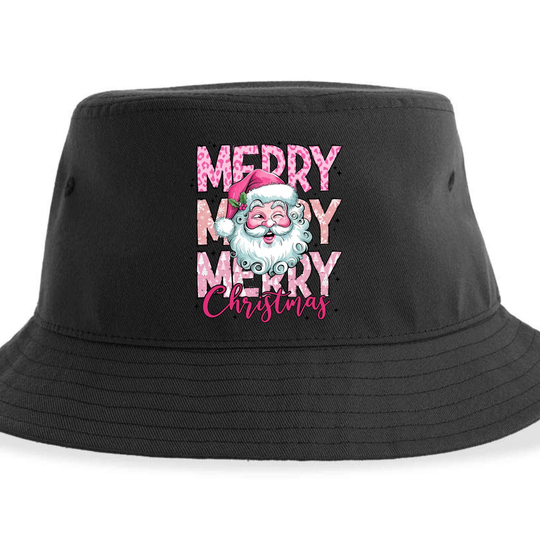 Merry Christmas Santa Claus Rero Pink Sustainable Bucket Hat