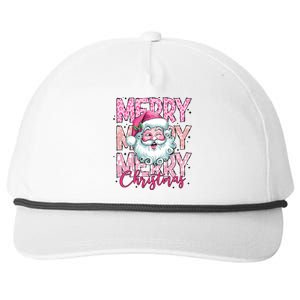 Merry Christmas Santa Claus Rero Pink Snapback Five-Panel Rope Hat