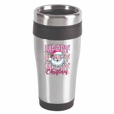 Merry Christmas Santa Claus Rero Pink 16oz Travel Tumbler