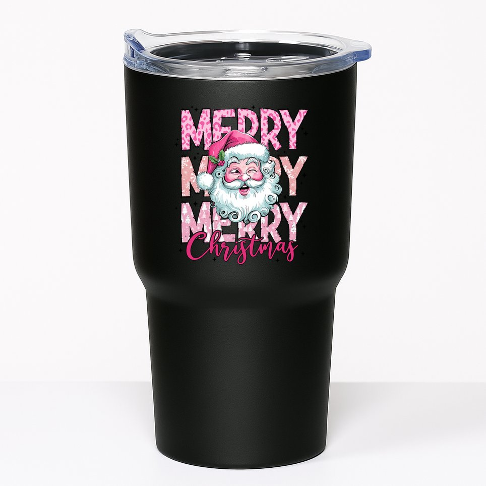 Merry Christmas Santa Claus Rero Pink Tumbler