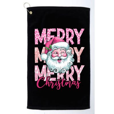 Merry Christmas Santa Claus Rero Pink Golf Towel