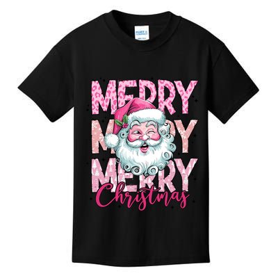 Merry Christmas Santa Claus Rero Pink Kids T-Shirt