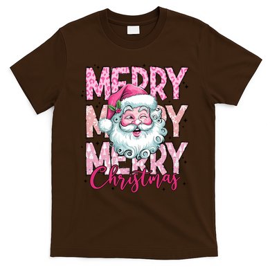 Merry Christmas Santa Claus Rero Pink T-Shirt