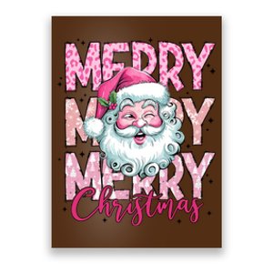 Merry Christmas Santa Claus Rero Pink Poster