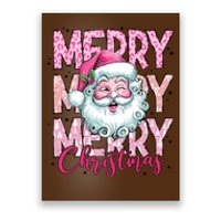 Merry Christmas Santa Claus Rero Pink Poster