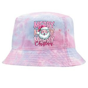 Merry Christmas Santa Claus Rero Pink Tie-Dyed Bucket Hat