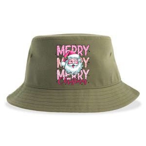 Merry Christmas Santa Claus Rero Pink Sustainable Bucket Hat