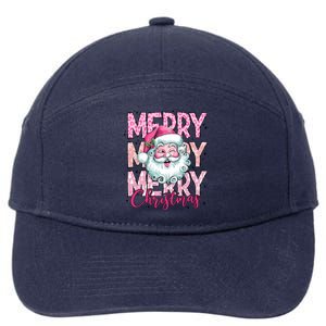 Merry Christmas Santa Claus Rero Pink 7-Panel Snapback Hat