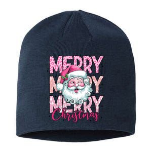 Merry Christmas Santa Claus Rero Pink Sustainable Beanie