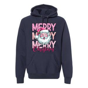 Merry Christmas Santa Claus Rero Pink Premium Hoodie