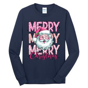 Merry Christmas Santa Claus Rero Pink Tall Long Sleeve T-Shirt