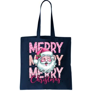 Merry Christmas Santa Claus Rero Pink Tote Bag