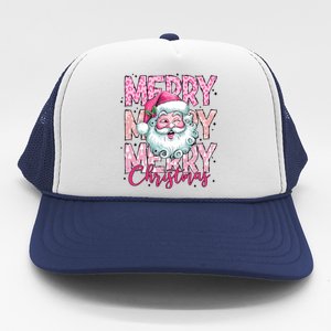 Merry Christmas Santa Claus Rero Pink Trucker Hat