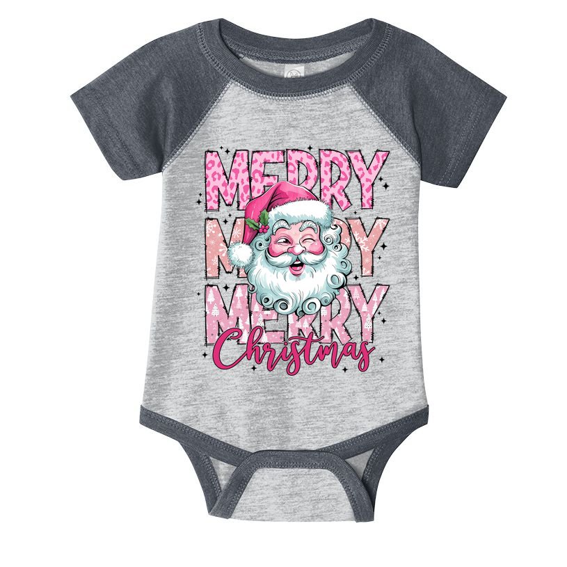 Merry Christmas Santa Claus Rero Pink Infant Baby Jersey Bodysuit