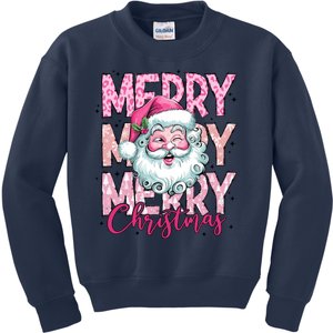 Merry Christmas Santa Claus Rero Pink Kids Sweatshirt