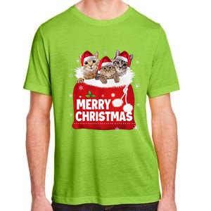 Merry Christmas Santa Cat Kitten In Xmas Santa Bag Christmas Long Sleeve Adult ChromaSoft Performance T-Shirt