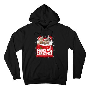 Merry Christmas Santa Cat Kitten In Xmas Santa Bag Christmas Long Sleeve Hoodie