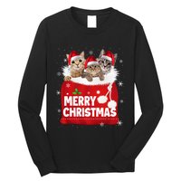 Merry Christmas Santa Cat Kitten In Xmas Santa Bag Christmas Long Sleeve Long Sleeve Shirt