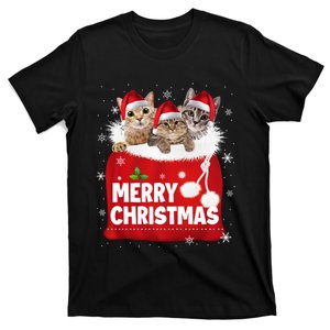 Merry Christmas Santa Cat Kitten In Xmas Santa Bag Christmas Long Sleeve T-Shirt