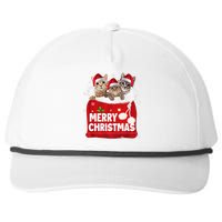 Merry Christmas Santa Cat Kitten In Xmas Santa Bag Christmas Long Sleeve Snapback Five-Panel Rope Hat