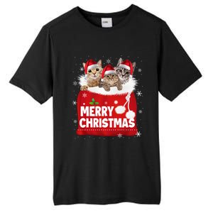 Merry Christmas Santa Cat Kitten In Xmas Santa Bag Christmas Long Sleeve Tall Fusion ChromaSoft Performance T-Shirt