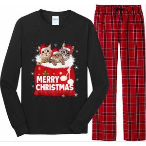 Merry Christmas Santa Cat Kitten In Xmas Santa Bag Christmas Long Sleeve Long Sleeve Pajama Set