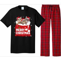 Merry Christmas Santa Cat Kitten In Xmas Santa Bag Christmas Long Sleeve Pajama Set