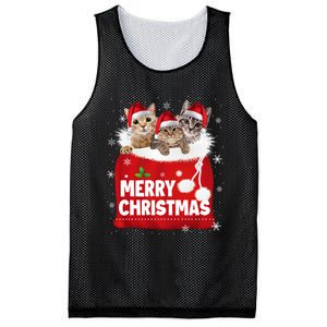 Merry Christmas Santa Cat Kitten In Xmas Santa Bag Christmas Long Sleeve Mesh Reversible Basketball Jersey Tank