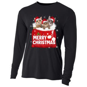 Merry Christmas Santa Cat Kitten In Xmas Santa Bag Christmas Long Sleeve Cooling Performance Long Sleeve Crew