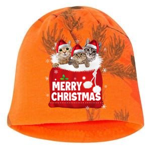 Merry Christmas Santa Cat Kitten In Xmas Santa Bag Christmas Long Sleeve Kati - Camo Knit Beanie