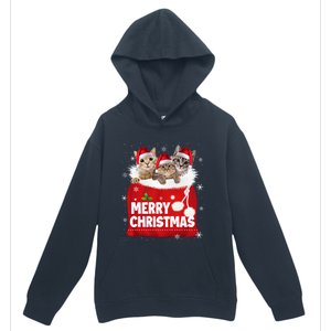 Merry Christmas Santa Cat Kitten In Xmas Santa Bag Christmas Long Sleeve Urban Pullover Hoodie