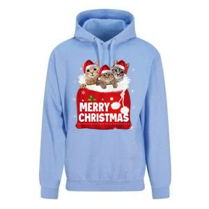 Merry Christmas Santa Cat Kitten In Xmas Santa Bag Christmas Long Sleeve Unisex Surf Hoodie