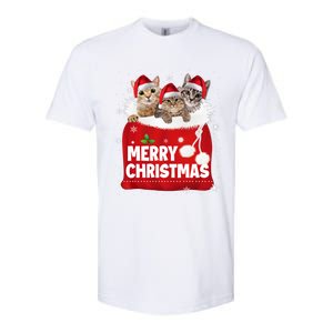 Merry Christmas Santa Cat Kitten In Xmas Santa Bag Christmas Long Sleeve Softstyle CVC T-Shirt