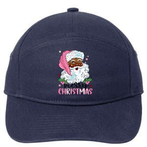 Merry Christmas Santa Claus Black Afro African American Xmas Long Sleeve 7-Panel Snapback Hat