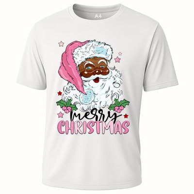 Merry Christmas Santa Claus Black Afro African American Xmas Long Sleeve Performance Shirt