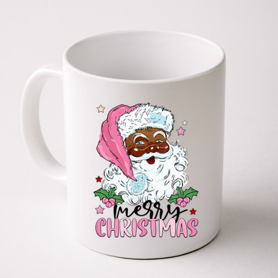 Merry Christmas Santa Claus Black Afro African American Xmas Long Sleeve Mug