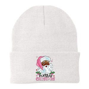 Merry Christmas Santa Claus Black Afro African American Xmas Long Sleeve Knit Cap Winter Beanie