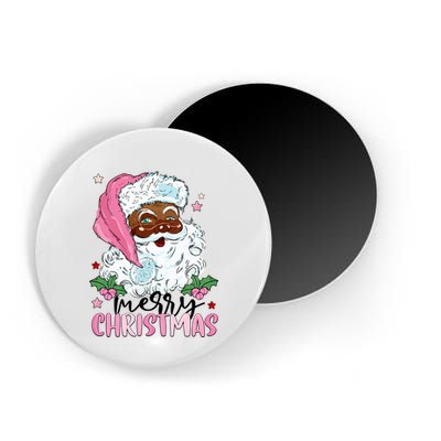 Merry Christmas Santa Claus Black Afro African American Xmas Long Sleeve Magnet
