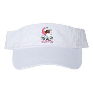 Merry Christmas Santa Claus Black Afro African American Xmas Long Sleeve Valucap Bio-Washed Visor