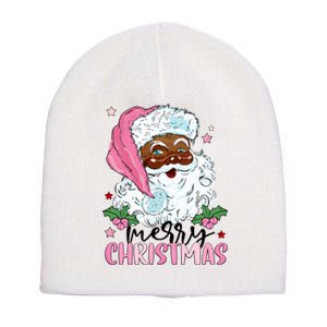 Merry Christmas Santa Claus Black Afro African American Xmas Long Sleeve Short Acrylic Beanie