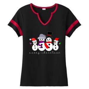 Merry Christmas Snowman Family And Friends Ladies Halftime Notch Neck Tee