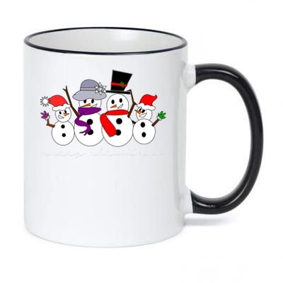 Merry Christmas Snowman Family And Friends 11oz Black Color Changing Mug