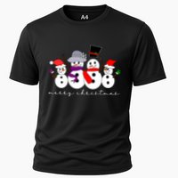 Merry Christmas Snowman Family And Friends Cooling Performance Crew T-Shirt