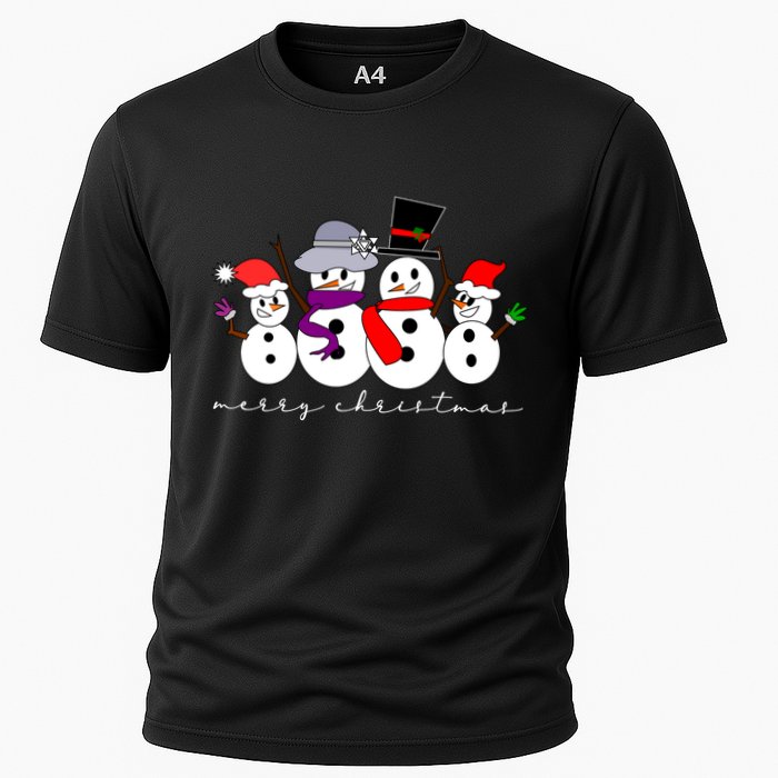 Merry Christmas Snowman Family And Friends Cooling Performance Crew T-Shirt